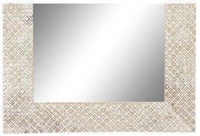 Τοίχο καθρέφτη DKD Home Decor Φυσικό Λευκό Ξύλο από Μάνγκο (76,5 x 3 x 122 cm)