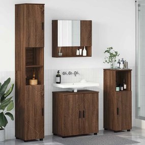 vidaXL Σετ Επίπλων Μπάνιου Επιτοίχιο 4 pcs Καφέ δρυς 61 x 35 x 64 εκ.