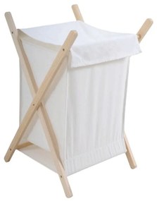 Καλάθι Απλύτων 55Lt 829873 42x42x70cm White-Natural Ankor Wood, Fabric