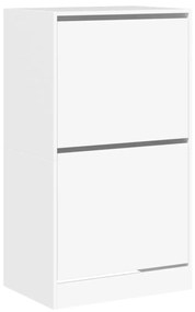 Παπουτσοθήκη με 2 Ανακλινόμενα Συρτάρια Λευκή 60x42x108 εκ. - Λευκό