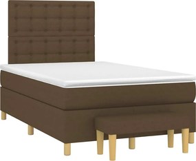 vidaXL Κρεβάτι Boxspring με Στρώμα Σκούρο Καφέ 120x190 εκ Υφασμάτινο