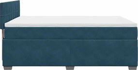 vidaXL Κρεβάτι Boxspring με Στρώμα Μπλε 140x200 εκ. Βελούδινο