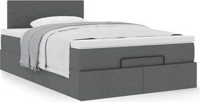 vidaXL Οθωμανικό κρεβάτι με στρώμα Σκούρο γκρι 120x200cm ύφασμα