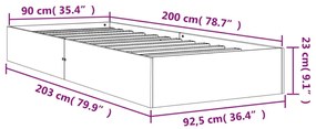 Σκελετός Κρεβ. Χωρίς Στρώμα Καφέ Κεριού 90x200 εκ Μασίφ Πεύκο - Καφέ