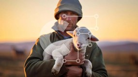 Σετ των 2 Intra Συλλεκτικό Ξύλινο Παζλ Plywood  4mm - Άτομο που κρατά ένα μικρό αρνί σε ένα αγρόκτημα Σε Ξύλινο Κουτί - Διαστάσεις: 10x10 cm – 25 κομμάτια