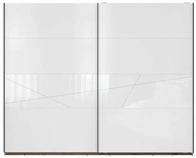Ντουλάπα Boston CE124, Γυαλιστερό λευκό, Σκούρα βελανιδιά delano, 219x270x58cm, 201 kg, Πόρτες ντουλάπας: Με μεντεσέδες, Αριθμός ραφιών: 3