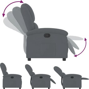 vidaXL Πολυθρόνα Ανακλινόμενη Σκούρο Γκρι Βελούδο