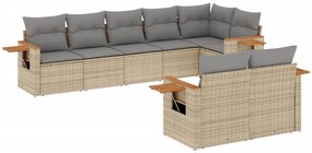 vidaXL Σαλόνι Κήπου Σετ 8 τεμ. Μπεζ Συνθετικό Ρατάν με Μαξιλάρια