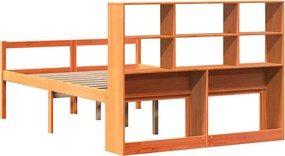 vidaXL Κρεβάτι Βιβλιοθήκη Χωρίς Στρώμα Καφέ 140x200 εκ Μασίφ Πεύκο