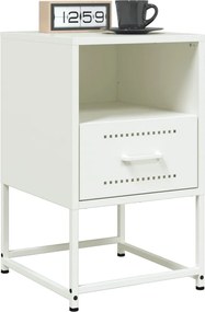vidaXL Κομοδίνο Λευκό 36x39x60,5 εκ. από Χάλυβα
