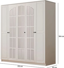 Πενταφυλλη Ντουλαπα Λευκο Ματ RB 52x175x184