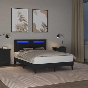vidaXL Σκελετός Κρεβατιού με κεφαλάρι Μαύρο 140 x 200 cm Τεχνητό Δέρμα