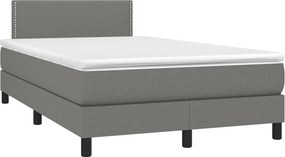 vidaXL Κρεβάτι Boxspring με Στρώμα &amp; LED Σκ.Γκρι 120x190εκ. Υφασμάτινο