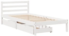 vidaXL Σκελετός Κρεβ. Χωρίς Στρώμα Λευκό 75x190 εκ Μασίφ Πεύκο