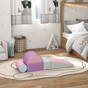 HOMCOM Μαλακά τουβλάκια, σετ 5 τεμαχίων από αφρώδη τουβλάκια για παιδιά ηλικίας 1-3 ετών, συνθετικό δέρμα, πολύχρωμο