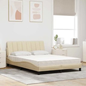 vidaXL Κρεβάτι με Στρώμα Hanko Κρεμ 120x200 εκ. Υφασμάτινο