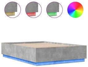 vidaXL Πλαίσιο Κρεβατιού με LED Γκρι Σκυρ. 150x200 εκ. Επεξ. Ξύλο