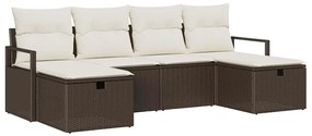 vidaXL Σετ Καναπέ Κήπου με μαξιλάρι 6 pcs Καφέ Πολυ ράταν