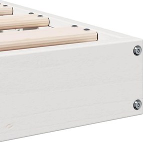 vidaXL Κρεβάτι δαπέδου Λευκό 160 x 210 cm Στερεά ξυλεία πεύκου