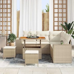 vidaXL Σετ Καναπέ Κήπου 8 pcs Μπεζ συνθετικό ρατάν