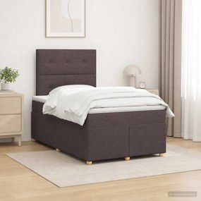 vidaXL Κρεβάτι box spring με στρώμα Σκούρο Καφέ 120 x 200 cm Ύφασμα