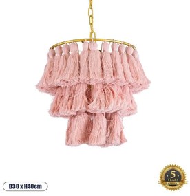 Boho Κρεμαστό Φωτιστικό Οροφής Μονόφωτο 02086 GloboStar-2086-Ροζ 2086