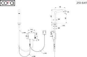Cora 6411 Black Matt - Ηλεκτρονική μπαταρία παγκου μονής ροής