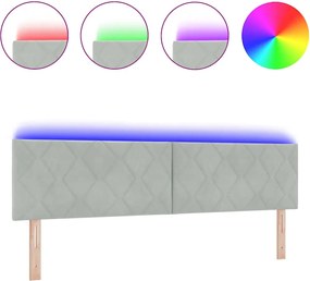 vidaXL LED κεφαλάρι Ανοιχτό γκρι 180 cm Τεχνητό Δέρμα