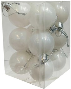 Σετ 12 τεμ. Χριστουγεννιάτικες μπάλες Άσπρες Περλέ 4cm 235876b