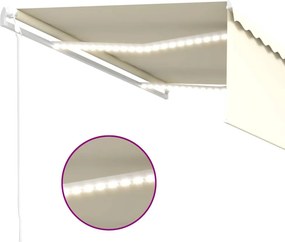 vidaXL Ηλεκτρική τέντα με LED και αισθητήρα 4 x 3 m Κρεμ