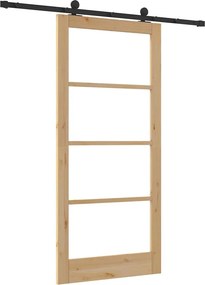 vidaXL Συρόμενη Πόρτα ORKDAL Φυσικό και Μαύρο 93 x 202 cm