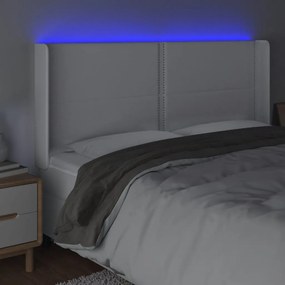 vidaXL Κεφαλάρι Κρεβατιού LED Λευκό 203x16x118/128 εκ. Συνθετ. Δέρμα