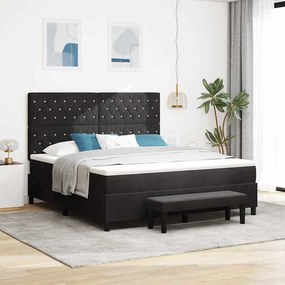 vidaXL Κρεβάτι με ελατήρια με στρώμα Μαύρο 180 x 200 cm Βελούδο