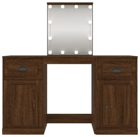 vidaXL Μπουντουάρ με LED Καφέ Δρυς 130x50x132,5 εκ.