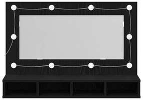 vidaXL Καθρέφτης Ντουλάπα LED σε Μαύρη Δρυς - 90x31.5x62 εκ.
