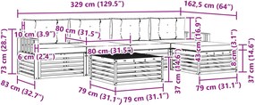 vidaXL Σειρά Καναπέ Εξωτερικού 7 pcs Λευκό και Μπεζ Πολυεστέρας