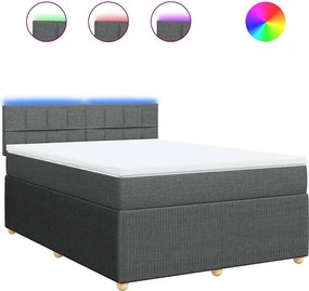 vidaXL Κρεβάτι Boxspring με Στρώμα Σκούρο Γκρι 140x200 εκ Υφασμάτινο