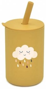 BabyLlama Ποτηράκι Σιλικόνης 160ml Με Καλαμάκι Cloud Μουσταρδί WB-015-Cloud