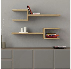Ραφιέρα τοίχου Fork Megapap 2 τεμαχίων από μελαμίνη sapphire oak 75x19,5x18εκ. GP037-0076,4-GP037-0076,4-Καφέ GP037-0076,4
