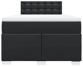 vidaXL Κρεβάτι Boxspring με Στρώμα Μαύρο 120 x 200 εκ. Συνθετικό Δέρμα