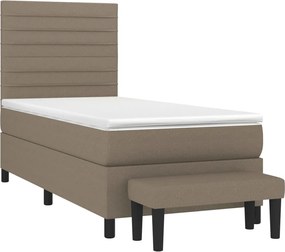 vidaXL Κρεβάτι Boxspring με Στρώμα Taupe 100 x 200 εκ. Υφασμάτινο
