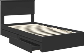 vidaXL Κρεβάτι Αποθήκης Μαύρο 100 x 200 cm Επεξεργασμένο Ξύλο