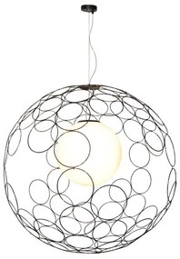 Κρεμαστό Φωτιστικό Οροφής 1xE27 Vintage Φ100cm Aline Homelighting -77-4093-Μαύρο 77-4093