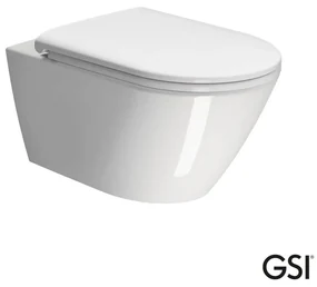 GSI Kube-X Swirl Κρεμαστή Λεκάνη με κάλυμμα βακελίτη Slim soft-close αποσπώμενο Λευκό Γυαλιστερό
