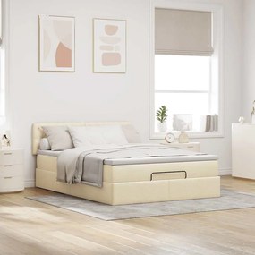 vidaXL Οθωμανικό κρεβάτι με στρώμα Cream 140x200cm ύφασμα