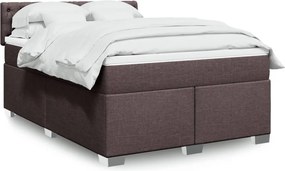 vidaXL Κρεβάτι Boxspring με Στρώμα Σκούρο Καφέ 140x200 εκ Υφασμάτινο