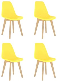vidaXL Καρέκλες Τραπεζαρίας 4 τεμ. Κίτρινες Πλαστικές