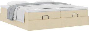 vidaXL Οθωμανικό κρεβάτι με στρώματα Κρέμα 180x200cm ύφασμα
