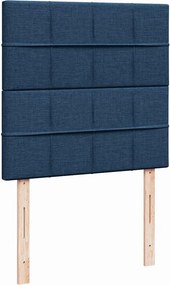 vidaXL Κρεβάτι Boxspring με Στρώμα Μπλε 90x200 εκ.Υφασμάτινο