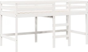 vidaXL Κρεβάτι Υπερυψωμένο με Οροφή Λευκό 90x190 εκ. Μασίφ Ξύλο Πεύκου